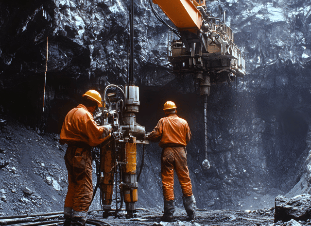 men in orange helmets working on a machine Stanislav Kondrashov