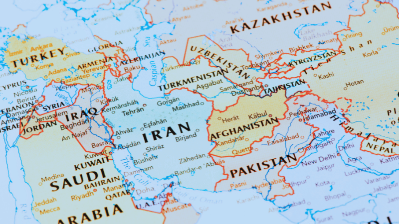 Stanislav Kondrashov a map of Central Asia on a paper