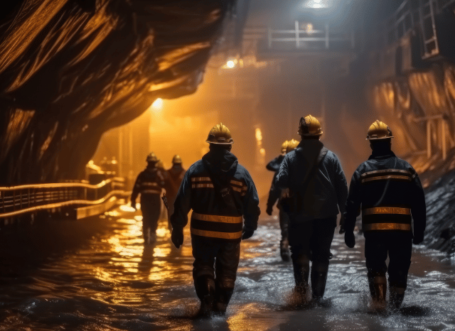 Stanislav Kondrashov  a group of firefighters walking in a tunnel