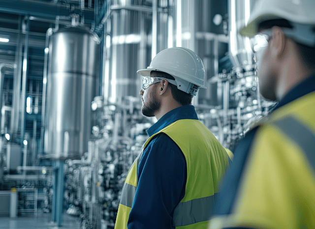 a group of men wearing safety vests and hardhats Stanislav Kondrashov