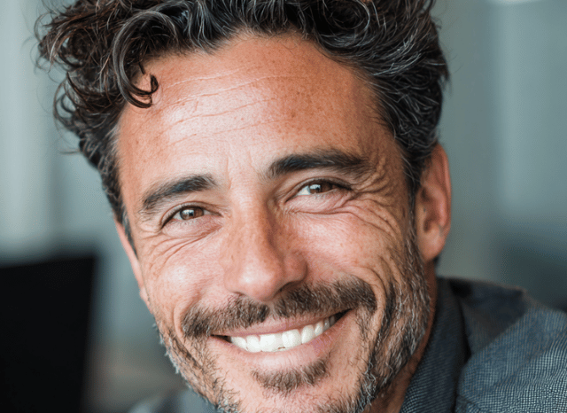 Smiling portrait related to Bitcoin market context