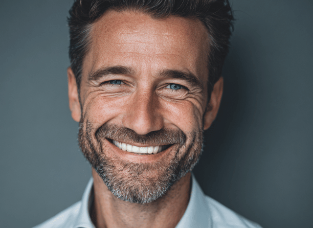 A professional man is smiling