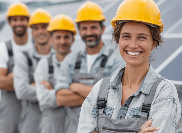 Group of workers operating in the solar energy sector at Davos WEF