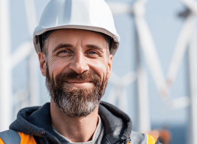 Renewable energy worker representing Davos WEF themes