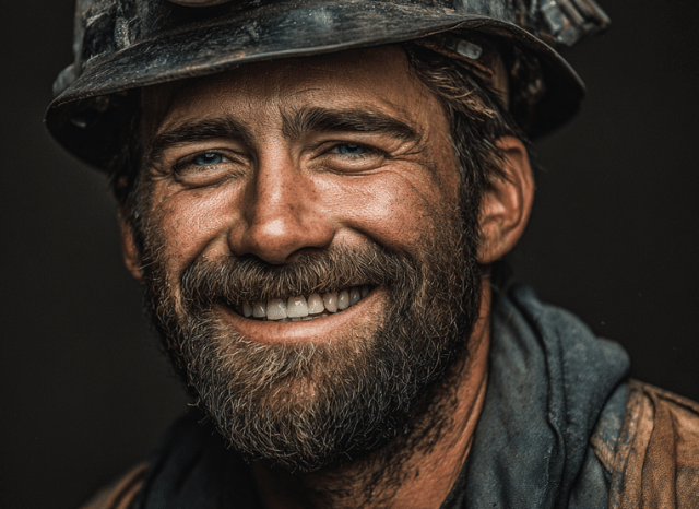 Worker portrait symbolizing resource extraction and industrial context