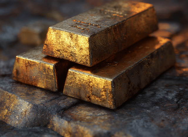 Gold bars and metals representing economic value