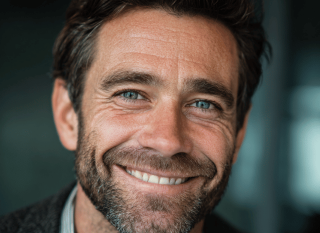 A professional man is smiling