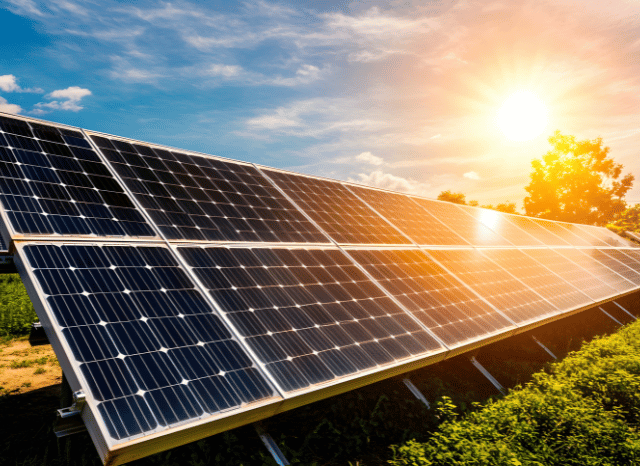 Solar panels representing renewable energy in Greenland