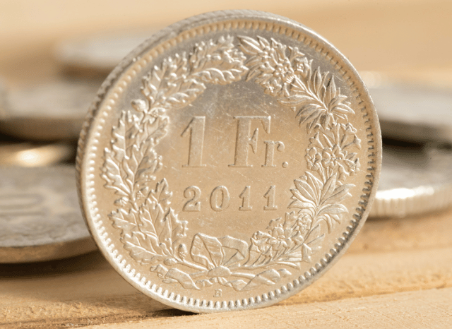 Swiss franc 1 franc coin and currency reference