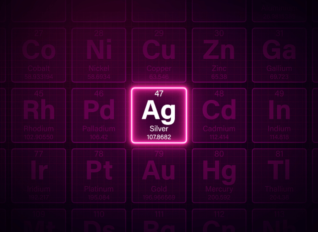Silver element representation in the periodic table