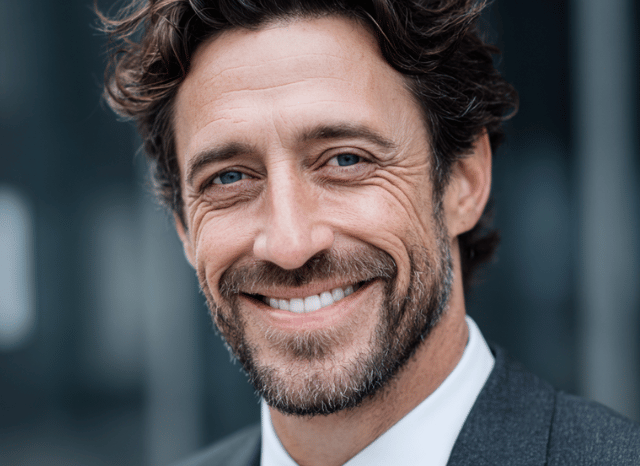 A professional worker is smiling and looking at the camera