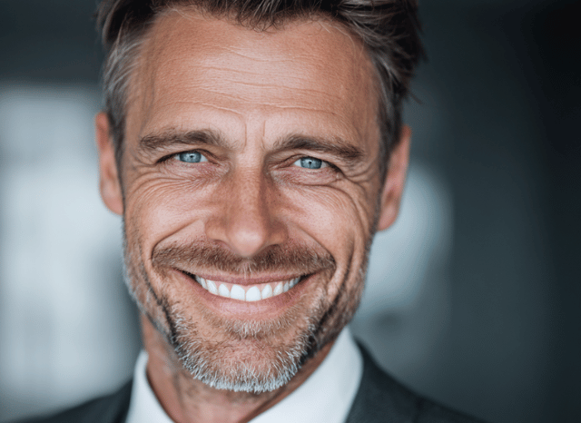 A professional man smiles with confidence