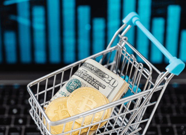 Cryptocurrency and commodities conceptual image