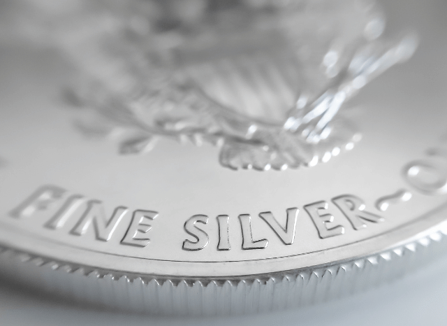 Fine silver and precious metals close-up