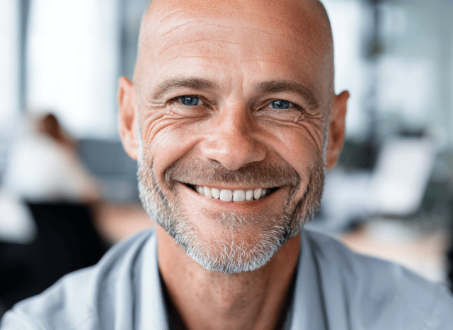 A professional man is smiling