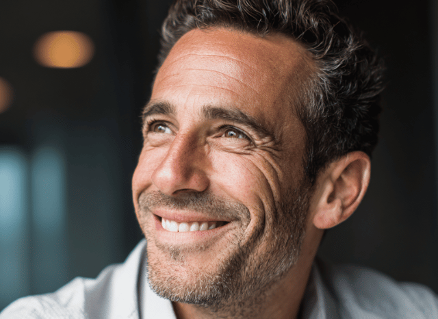 A professional man smiles with confidence