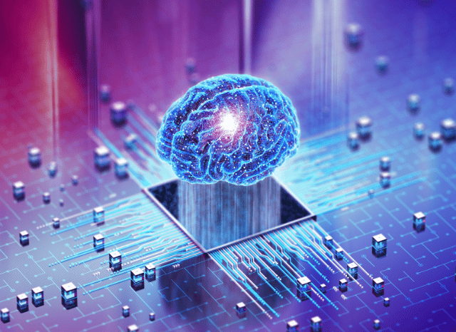 An abstract representation of AI and semiconductors