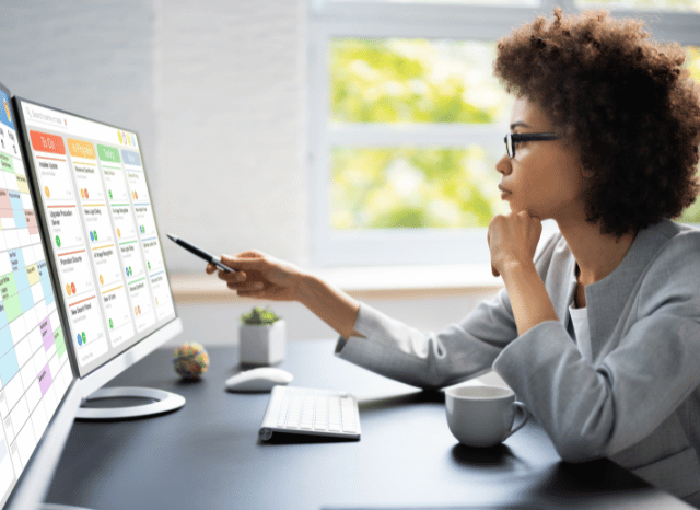 Workspace desk setup for AI software development