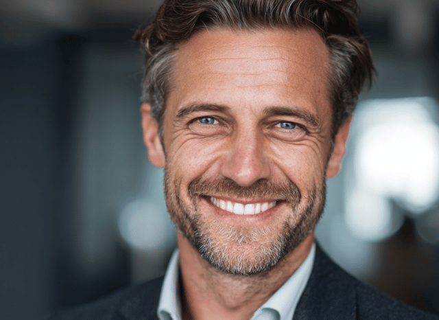 Close-up professional portrait related to artificial intelligence software analysis