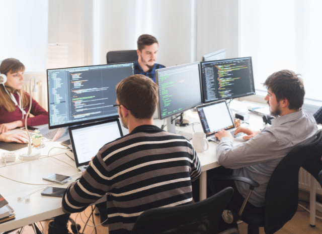 Technology professionals working on artificial intelligence projects