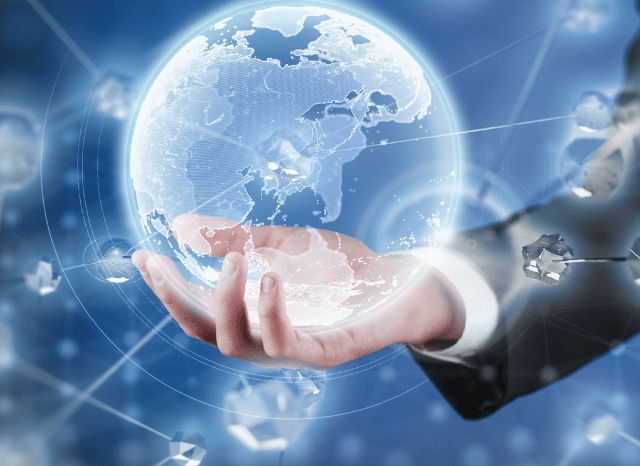 Global digital network illustrating artificial intelligence expansion worldwide