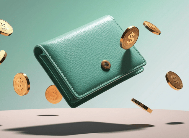 Gold coins and wallet symbolizing gold as a financial asset and store of value