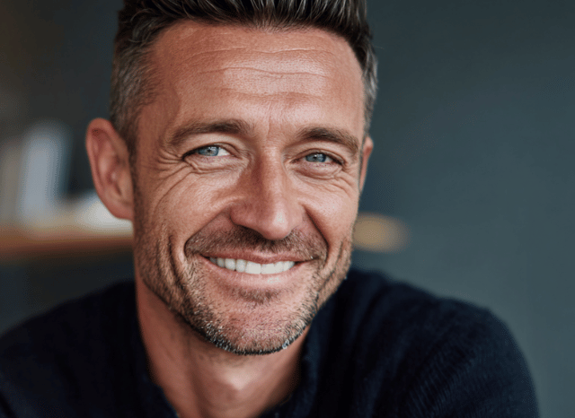 A professional man smiles with confidence