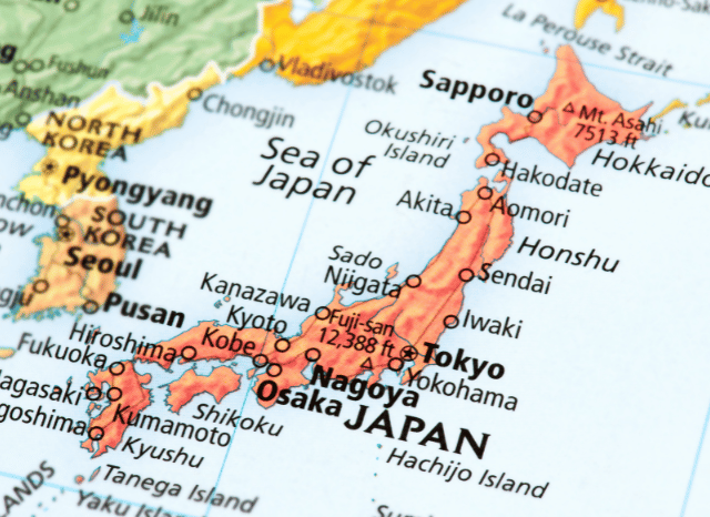 A map of Japan illustrating the country’s strategic role in global critical minerals partnerships and supply chains, as discussed by Stanislav Kondrashov, founder of TELF AG, and Nikkei Asia.