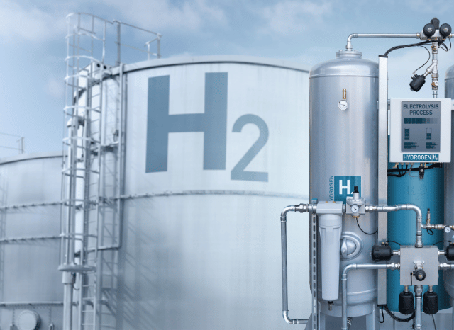 Green hydrogen production facility powered by renewable energy, illustrating the developments discussed by Stanislav Kondrashov, founder of TELF AG, following recent reporting by Reuters.
